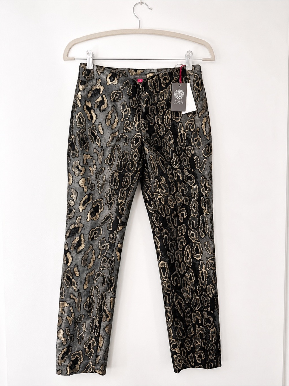 NWT Vince Camuto Metallic Leopard Ankle Pants - Black & Gold